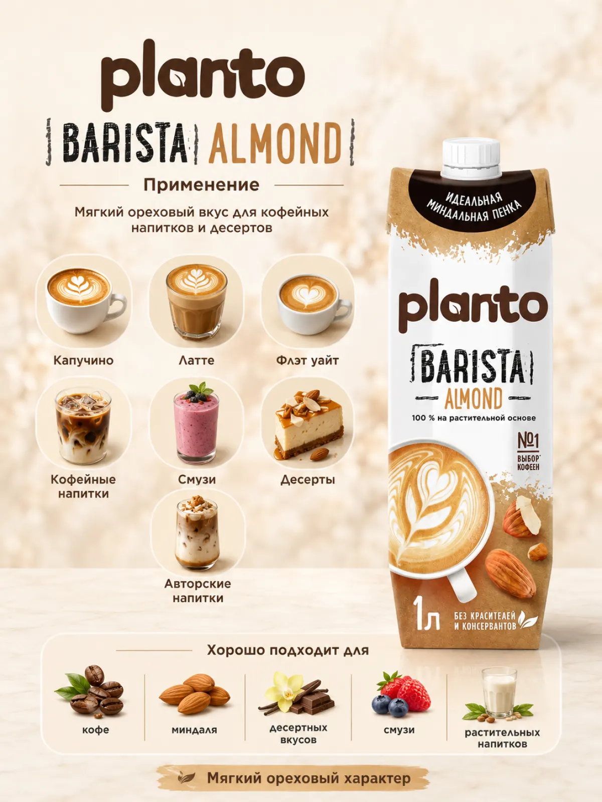 Planto Миндаль Barista, 1 л